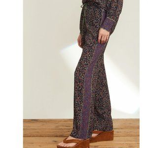 Veronica Beard Luciana Pant purple floral wide leg